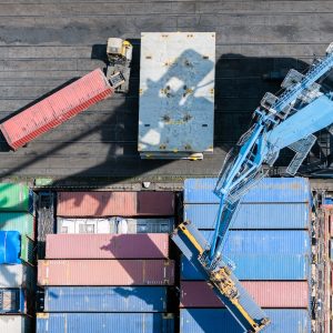 Containers and pallets being loaded for international food export