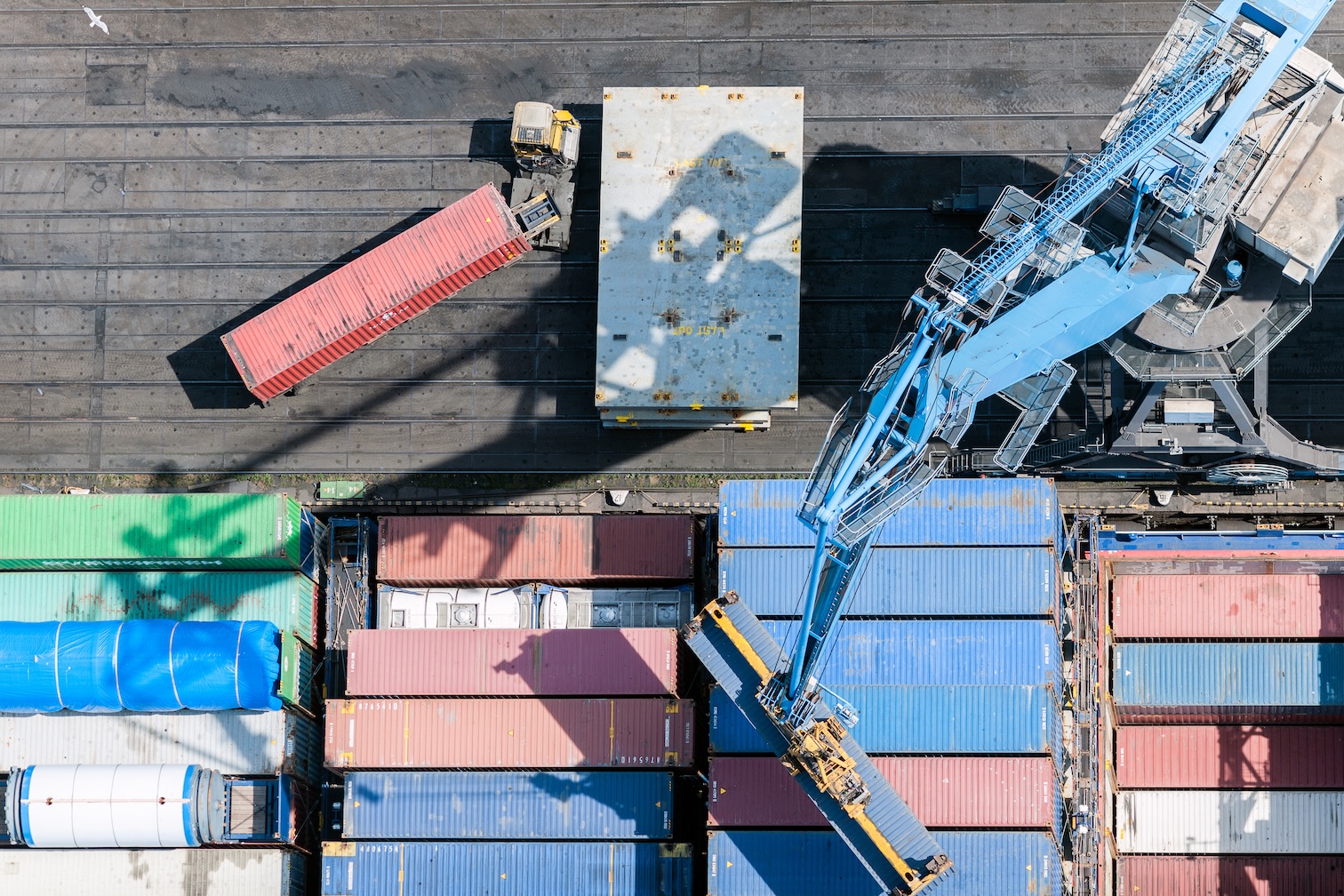 Containers and pallets being loaded for international food export